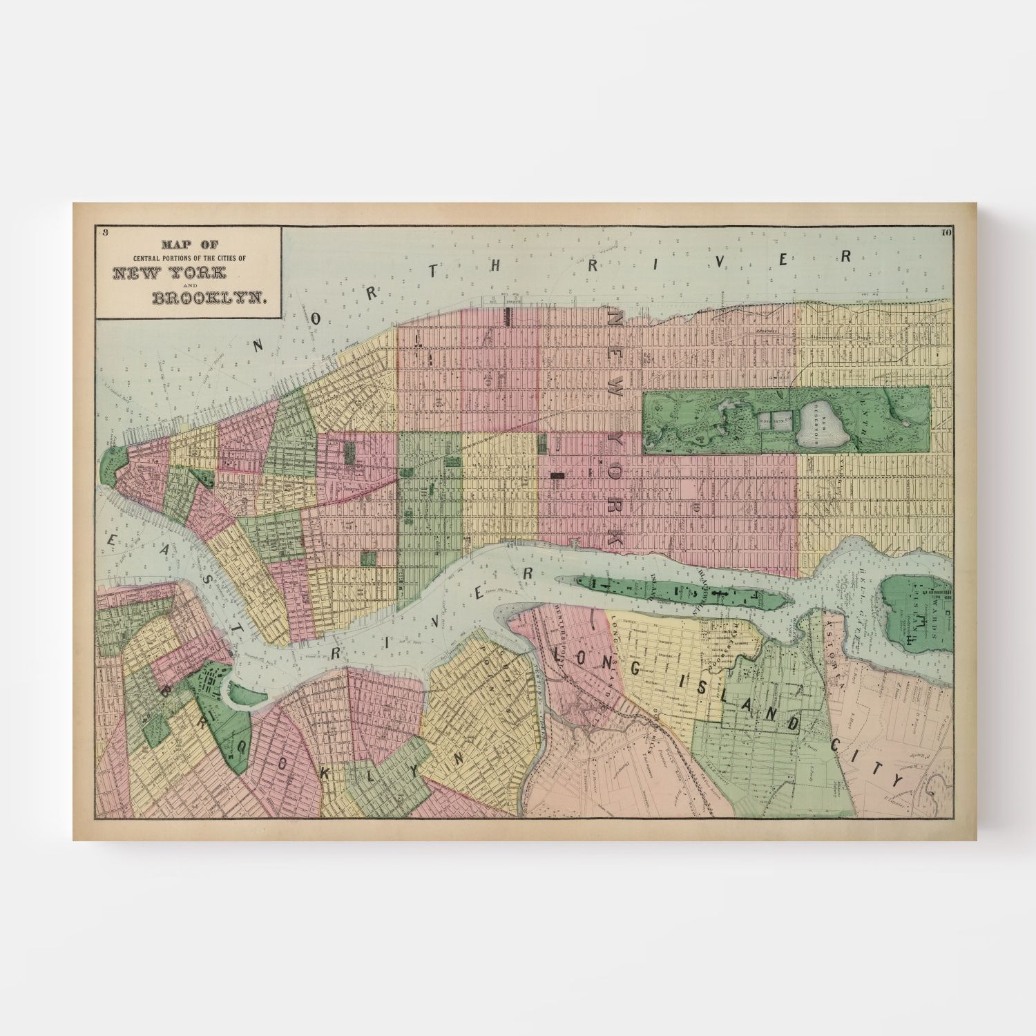 Vintage Map of Brooklyn, New York 1873 - Concordia Style Boutique