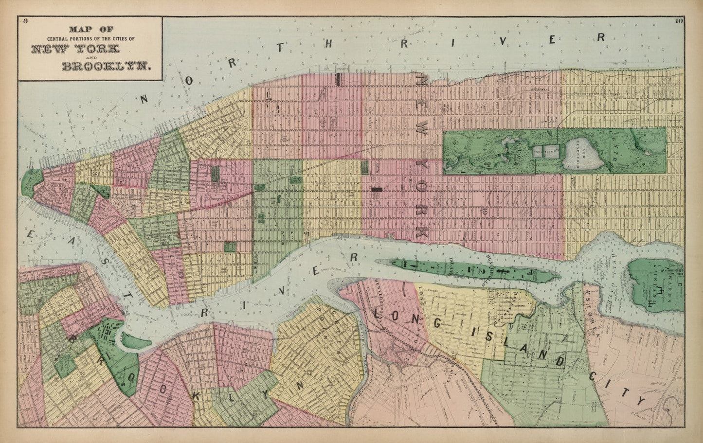 Vintage Map of Brooklyn, New York 1873 - Concordia Style Boutique