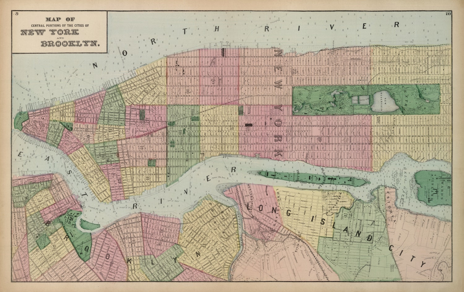 Vintage Map of Brooklyn, New York 1873 - Concordia Style Boutique