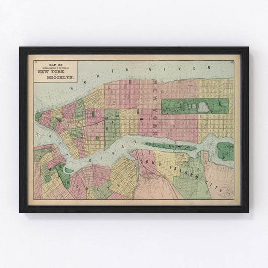 Vintage Map of Brooklyn, New York 1873 - Concordia Style Boutique