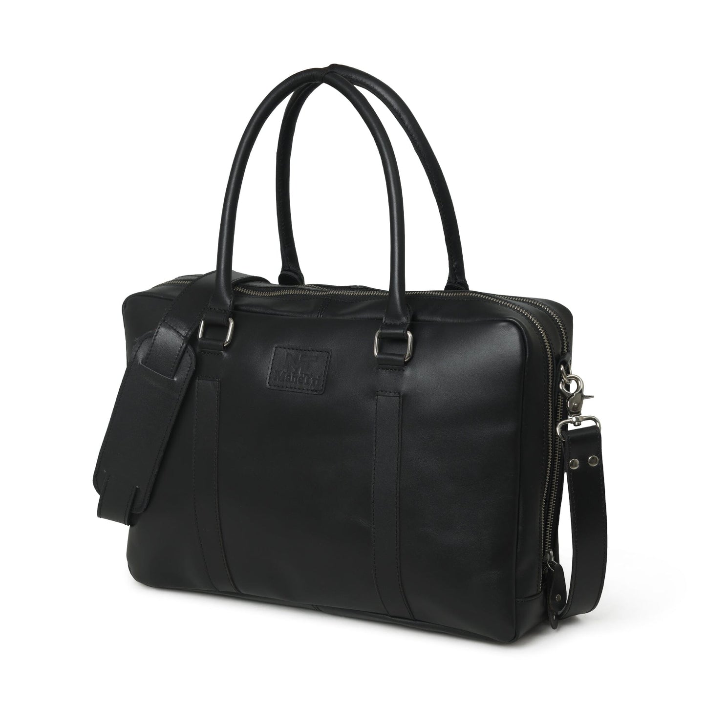 Dixon Black Buffalo Leather Laptop Briefcase - Concordia Style Boutique