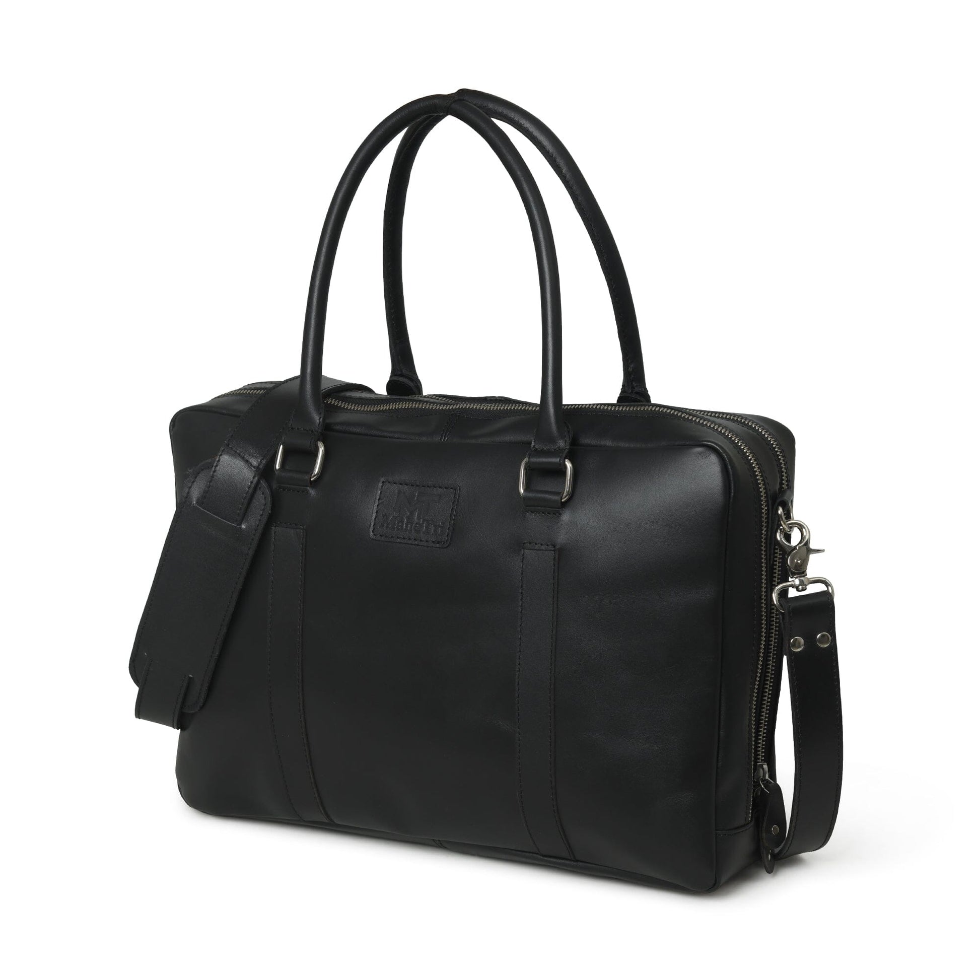 Dixon Black Buffalo Leather Laptop Briefcase - Concordia Style Boutique