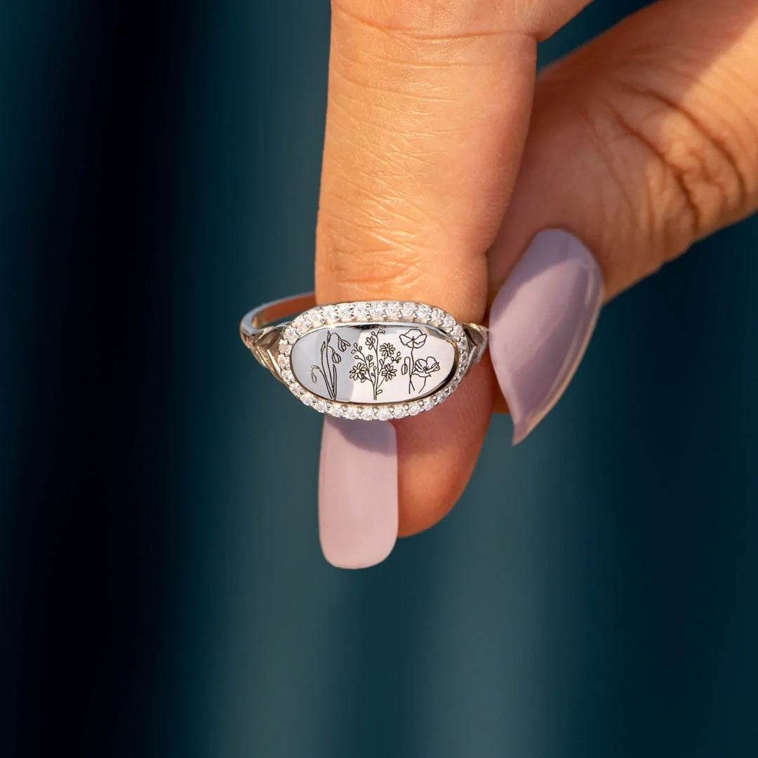 Flower Epoxy Gum Oil Inlaid Zircon Ring - Concordia Style Boutique