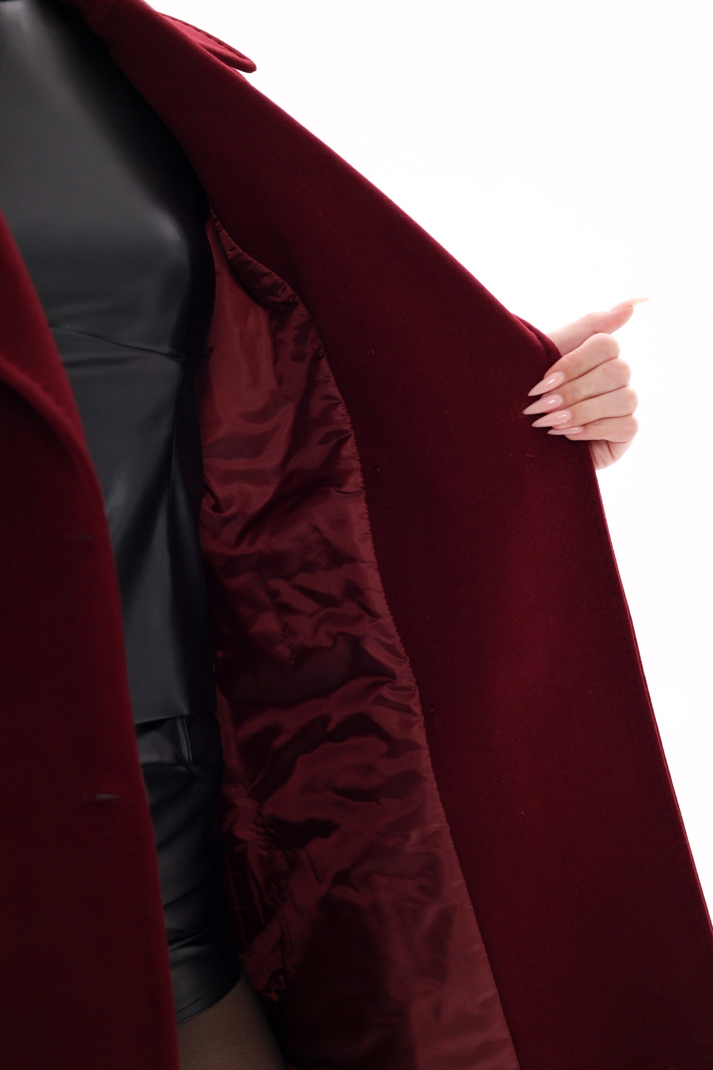 Denise Cashmere Blend Overcoat in Bordeaux