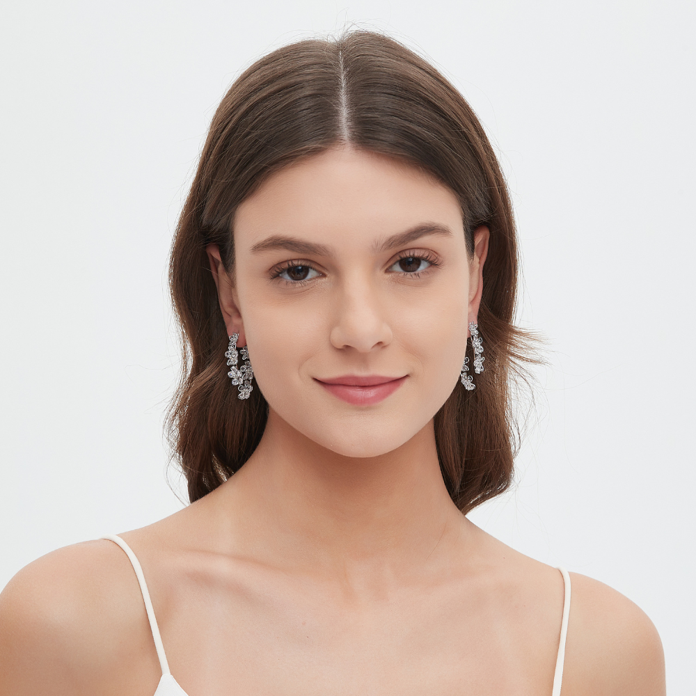 SILVER FLOWER HOOP EARRINGS (PAIR) - Concordia Style Boutique