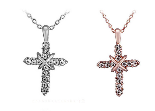 Studded Jesus Cross Necklace Clavicle Chain - Premium necklace from Concordia Style Boutique - Just $13.44! Shop now at Concordia Style Boutique