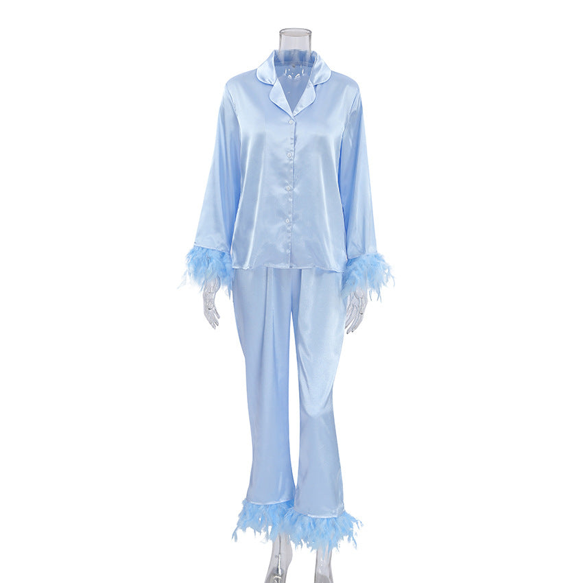 Heavenly Feathered Silk Pajamas in color options - Concordia Style Boutique