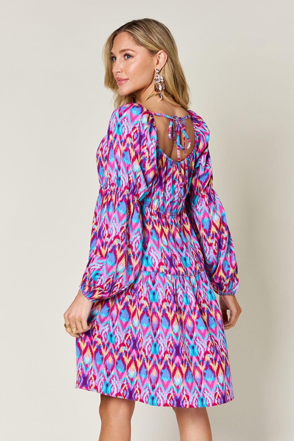 Double Take Full Size Printed Long Sleeve Dress - Concordia Style Boutique