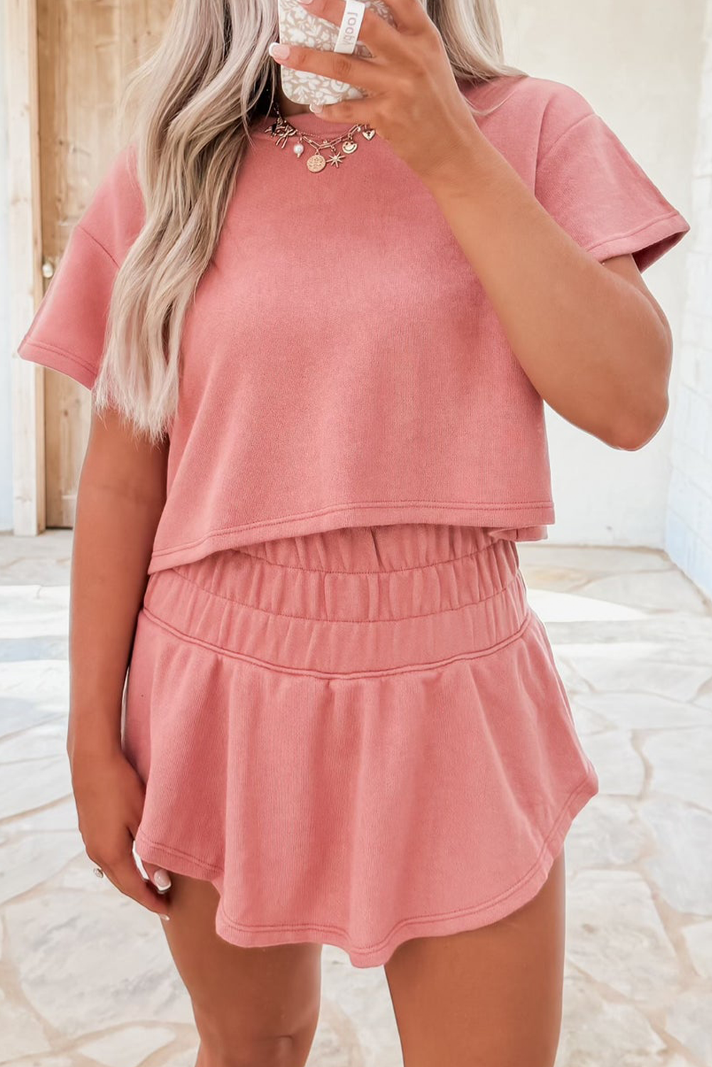 Luxury Cropped Tee and Ruffle High Waist Skort Set - Concordia Style Boutique