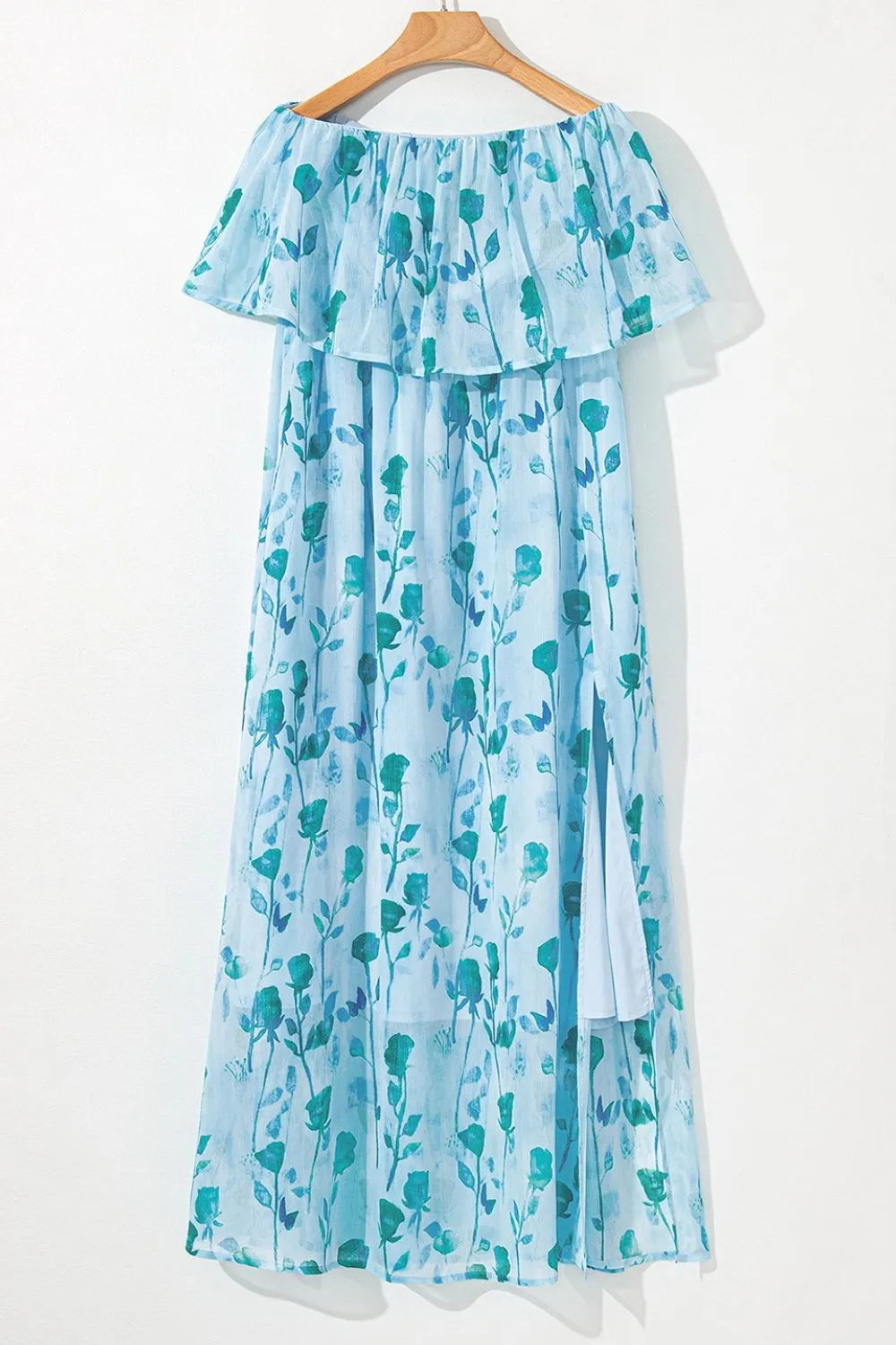 Floral Print Ruffled Side Slit Tube Top Maxi Dress - Concordia Style Boutique