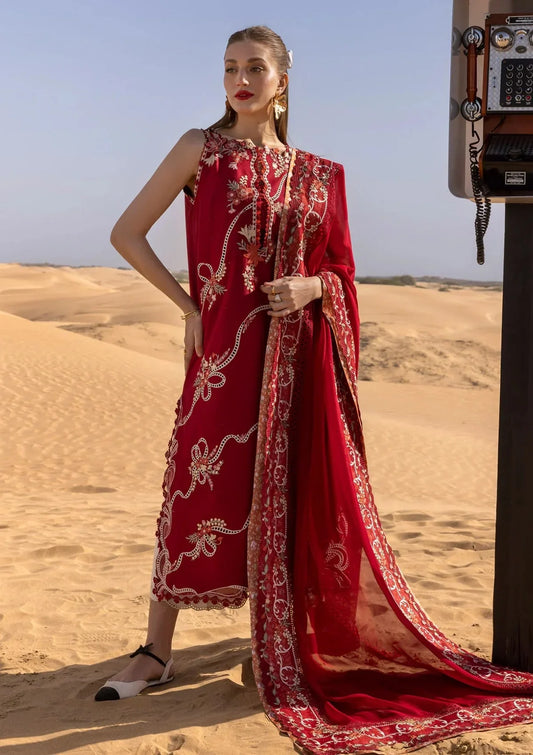 Crimson - D8 B Cherry Red  03 Piece Lawn