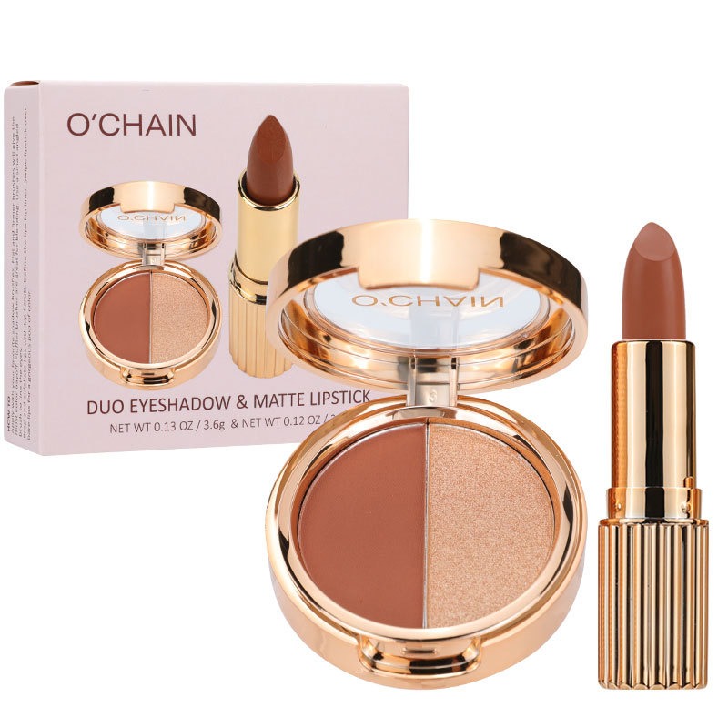 O'CHAIN Pearlescent Two-Color Eyeshadow and Matte Lipstick Set – Long-Lasting, Non-Sticky and Vibrant - Premium eyeshadow from Concordia Style Boutique - Just $12.86! Shop now at Concordia Style Boutique