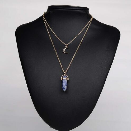 Artilady Natural Opal Stone Moon Choker Necklace – Elegant Crystal Pendant Jewelry - Concordia Style Boutique