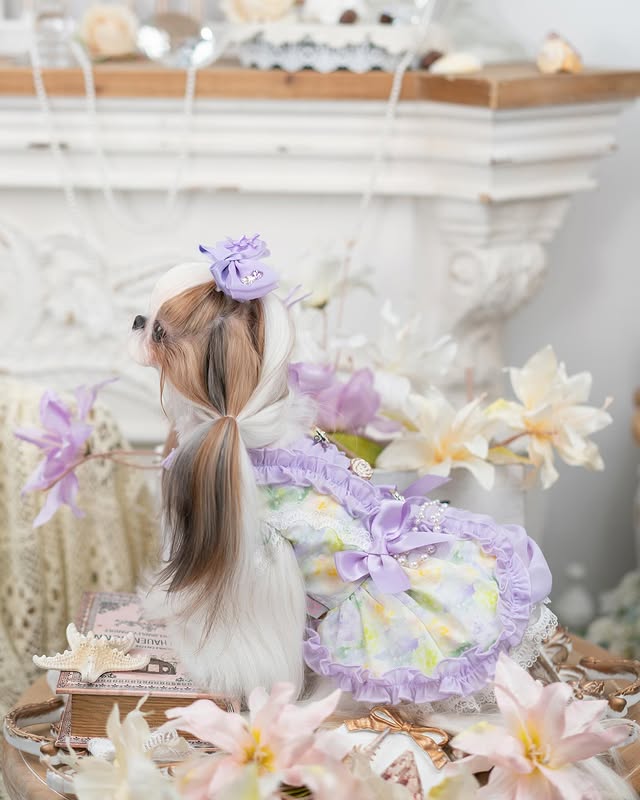 Luxury design dog dress pearls chain accessories 2 colors