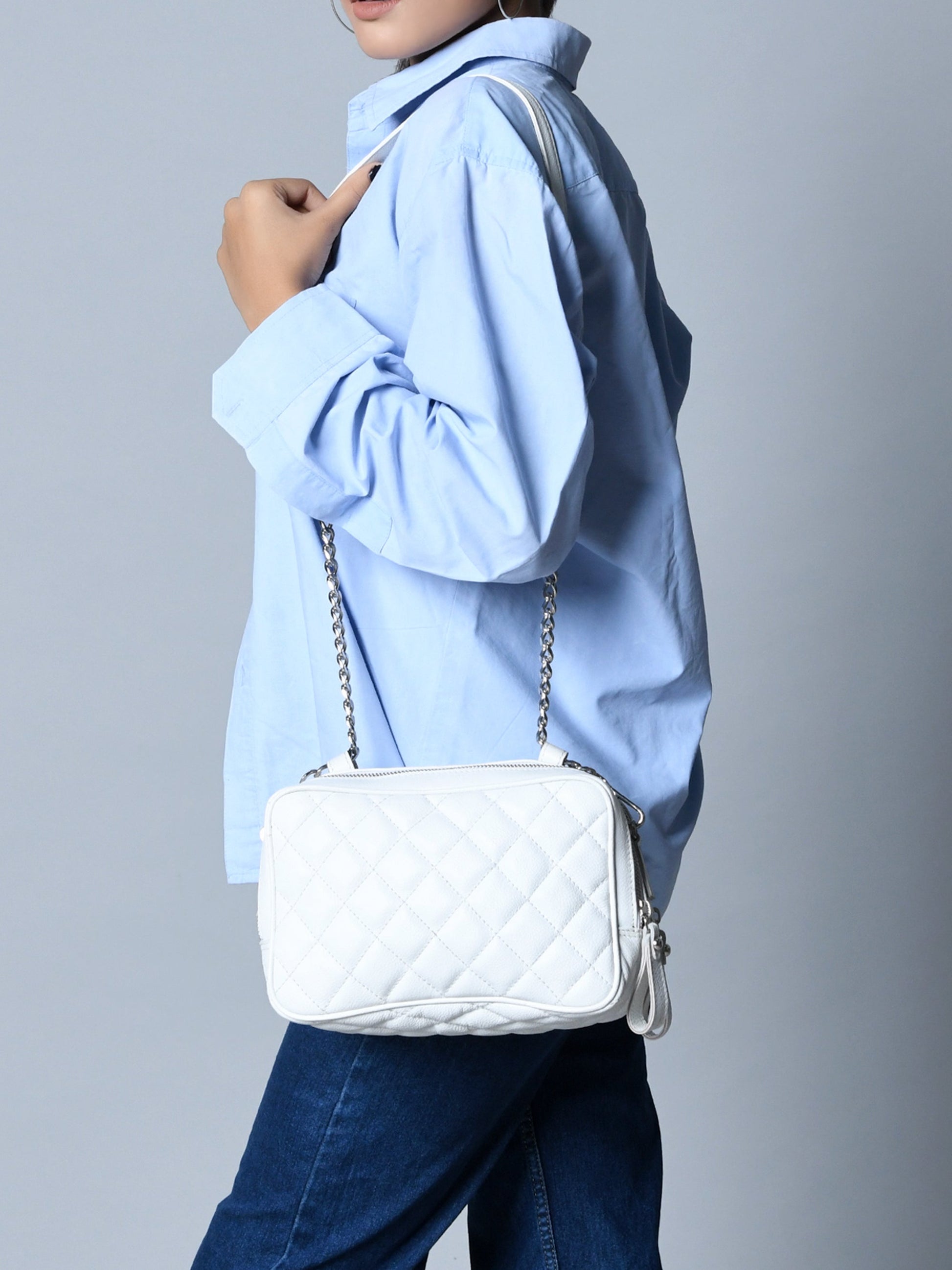 Mini Quilted Crossbody Bag, White - Concordia Style Boutique