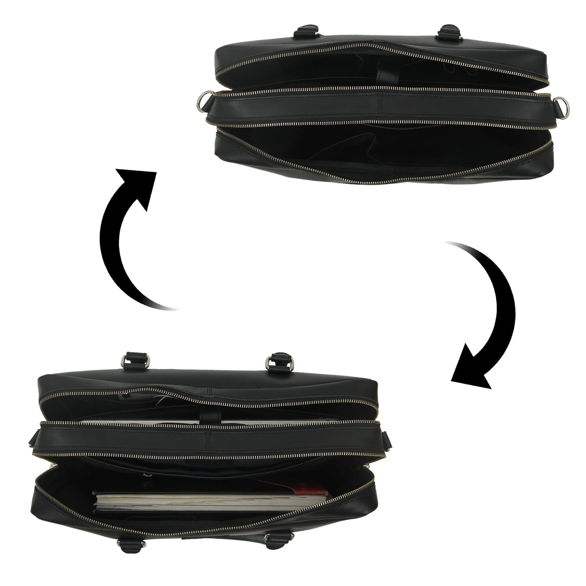 Dixon Black Buffalo Leather Laptop Briefcase - Concordia Style Boutique