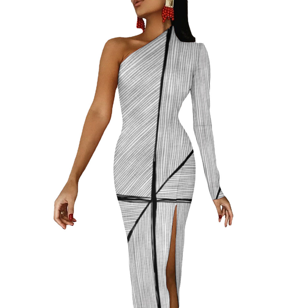 Half Sleeve Slit Dress - "Lines" - Premium Half Sleeve Slit Dress from Concordia Style Boutique - Just $46.68! Shop now at Concordia Style Boutique