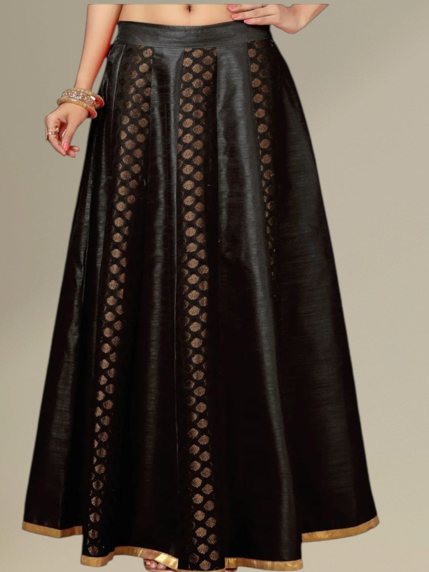 Black brocade skirt / lehenga
