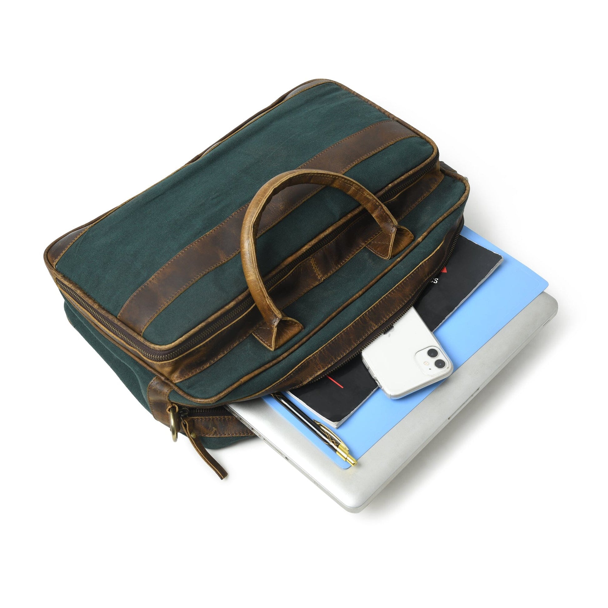 Canvas Green Briefcase - Concordia Style Boutique