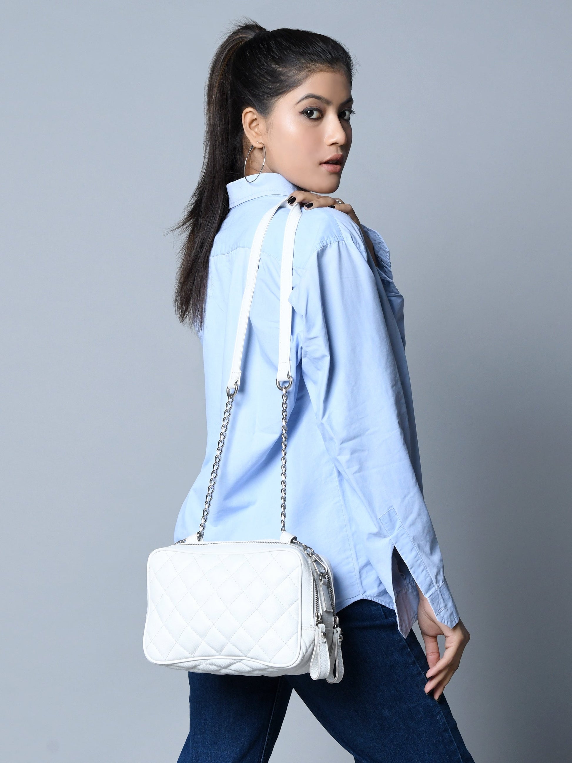 Mini Quilted Crossbody Bag, White - Concordia Style Boutique