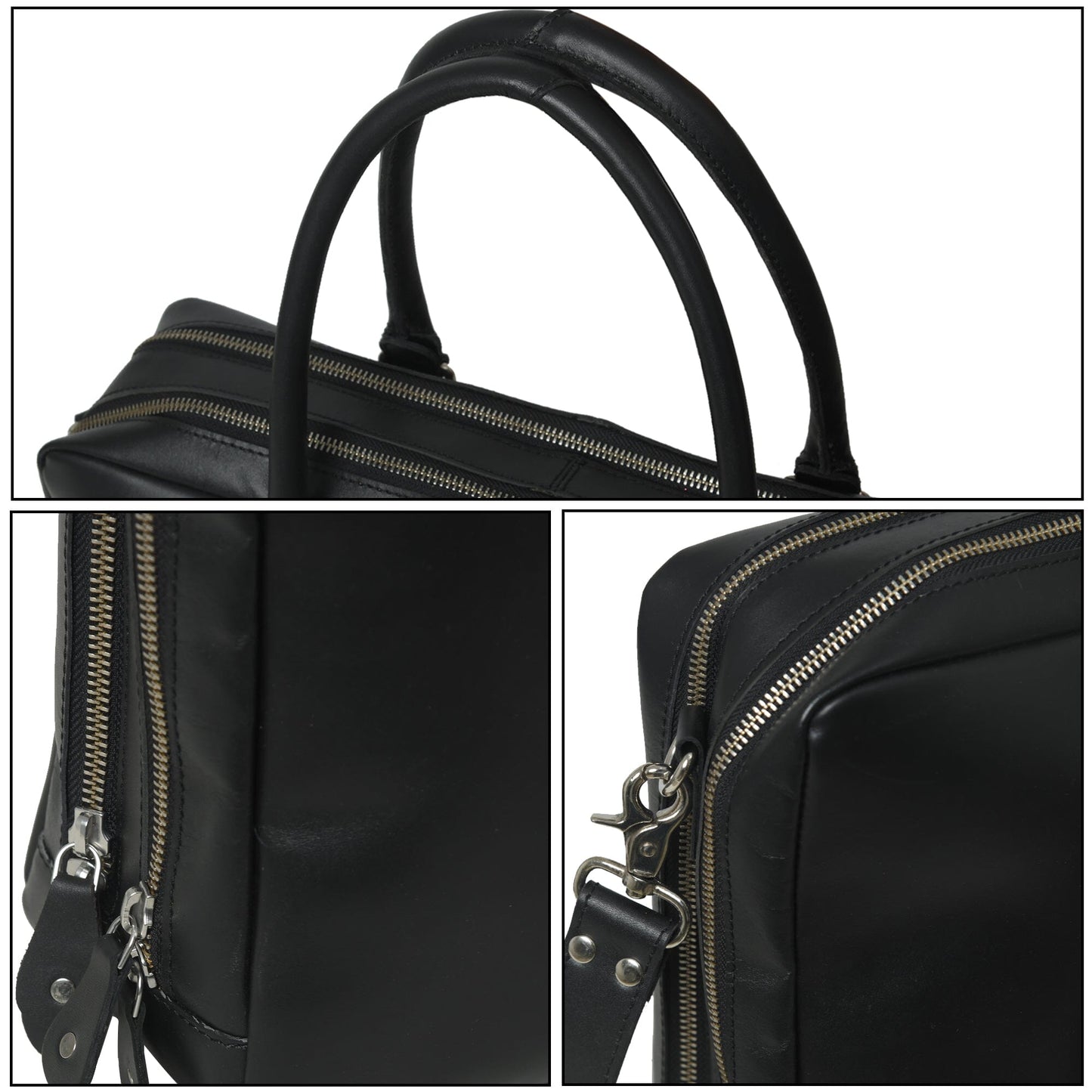 Dixon Black Buffalo Leather Laptop Briefcase - Concordia Style Boutique