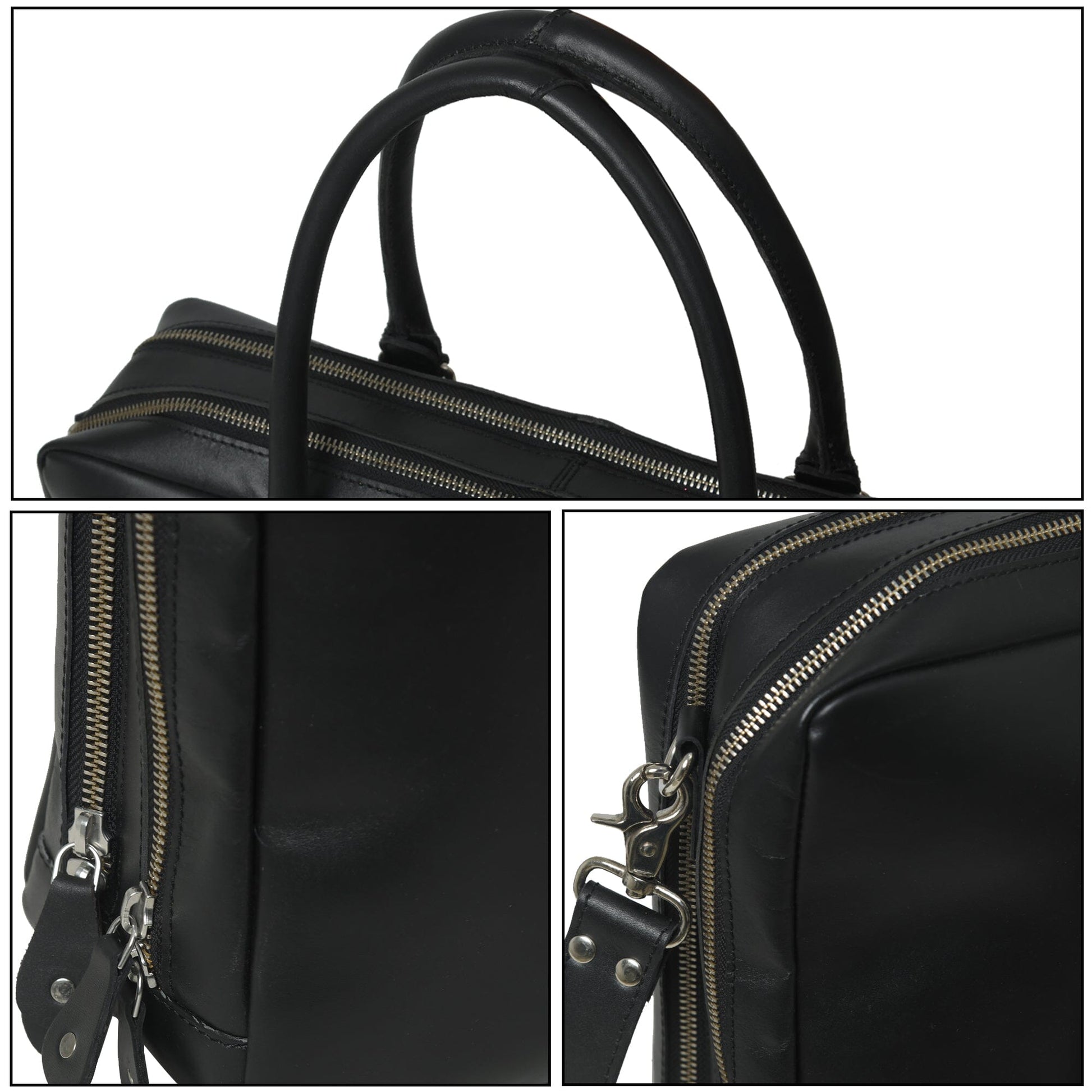 Dixon Black Buffalo Leather Laptop Briefcase - Concordia Style Boutique