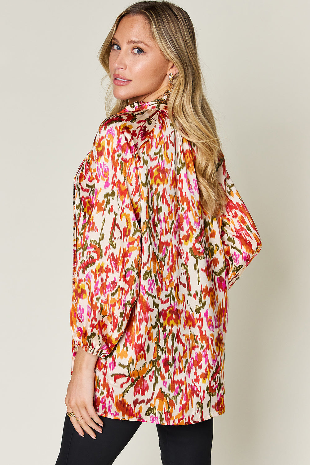 Double Take Full Size Printed Button Up Long Sleeve Shirt - Concordia Style Boutique