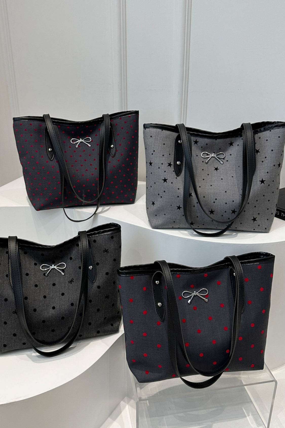 Bow Trim Polyester Tote Bag - Concordia Style Boutique
