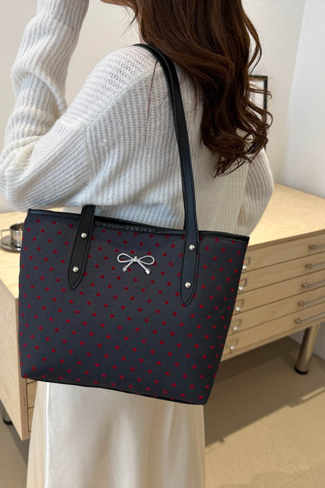 Bow Trim Polyester Tote Bag - Concordia Style Boutique