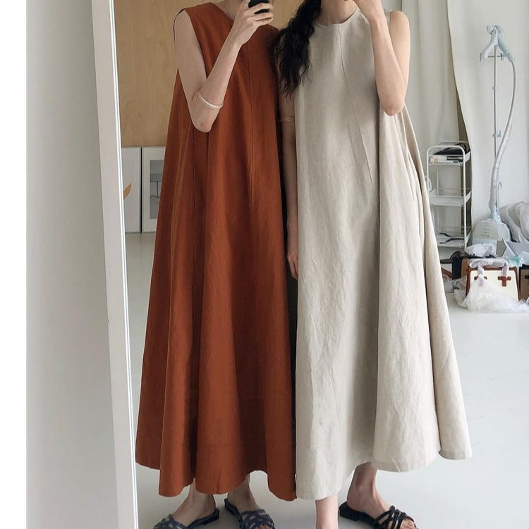 Long Loose Sleeveless  Cotton  Linen Dress - Premium Long Loose Sleeveless Cotton Linen Dre from Concordia Style Boutique - Just $17.97! Shop now at Concordia Style Boutique