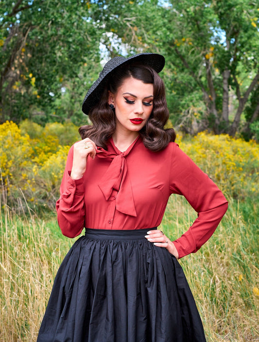 Helen Retro Blouse in Cognac - Concordia Style Boutique