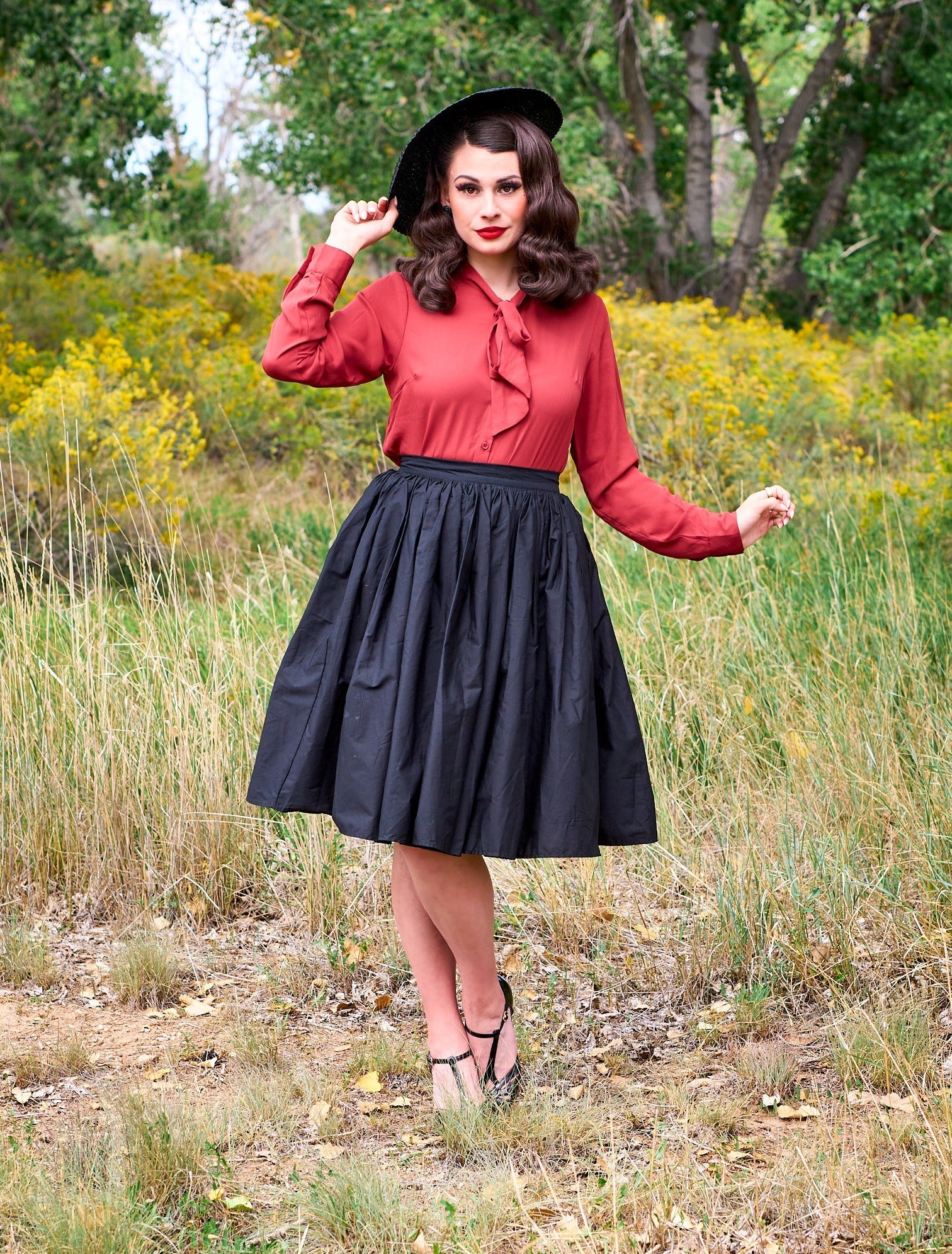Helen Retro Blouse in Cognac - Concordia Style Boutique
