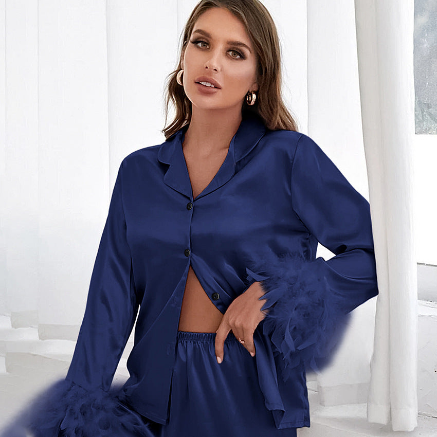 Heavenly Feathered Silk Pajamas in color options - Concordia Style Boutique