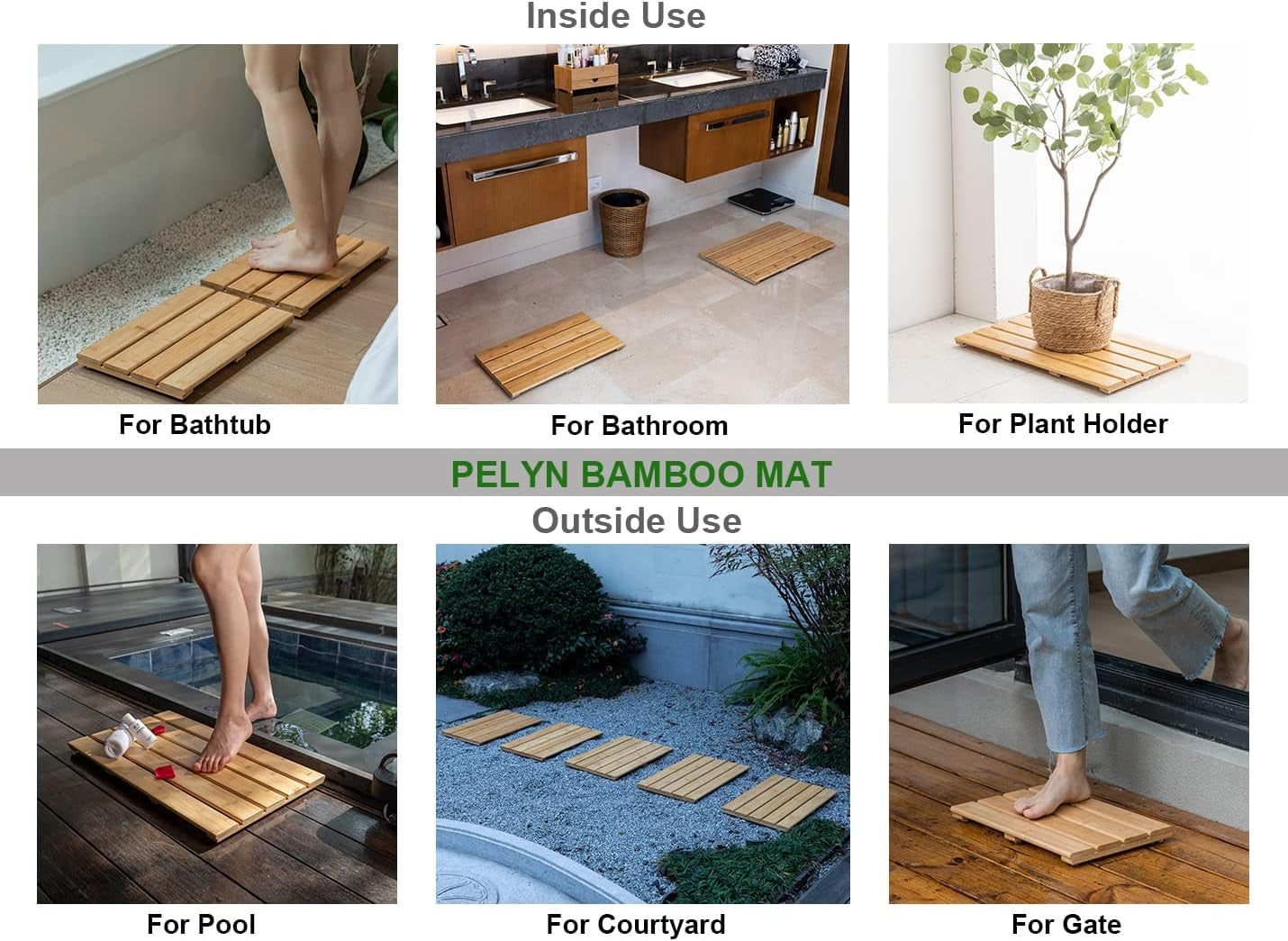 Compact Bamboo Bath Mat – Non-Slip, Quick Dry Wooden Shower Floor Mat for Small Bathrooms, RVs, and Tight Spaces, Easy to Clean, 15.8" X 10.2"