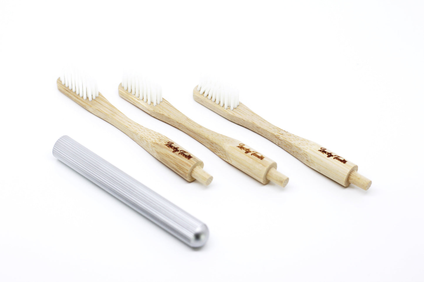 Replaceable Bamboo Toothbrush Aluminum Handle - Soft White Bristles