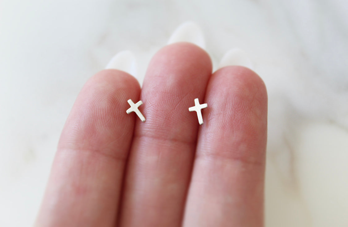 Cross Studs in Sterling Silver