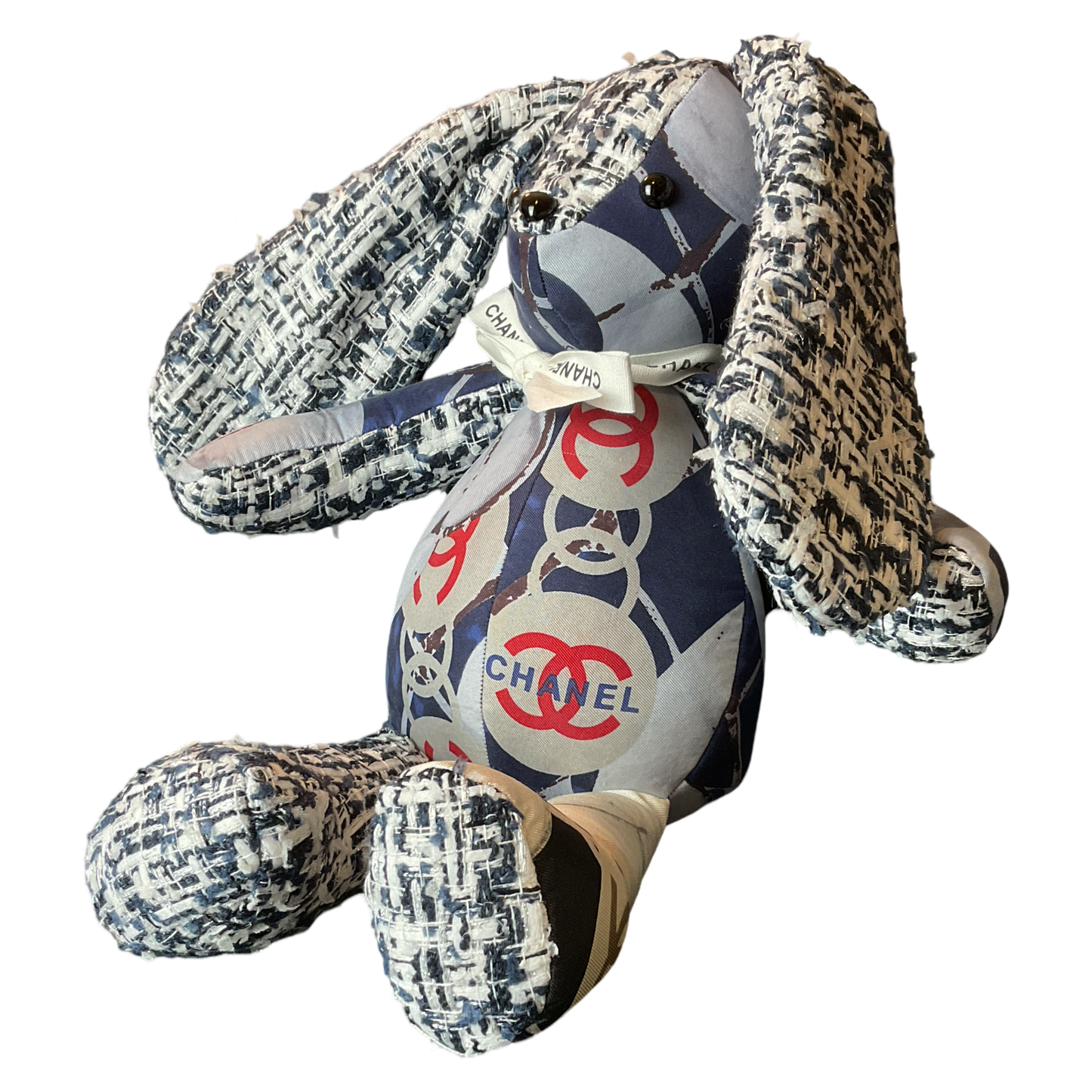 CC Monogram Vintage Silk Scarf Patchwork Bunny