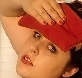 Hot Cherry Eye Pillow in Red Denim