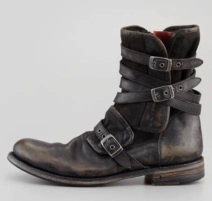 Men's Casual Short Boots with Chunky Heel & Zipper - Concordia Style Boutique