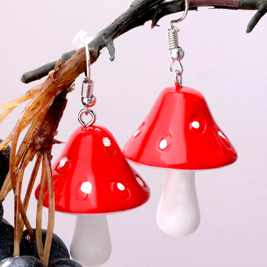 RED MUSHROOM EARRINGS (PAIR) - Concordia Style Boutique