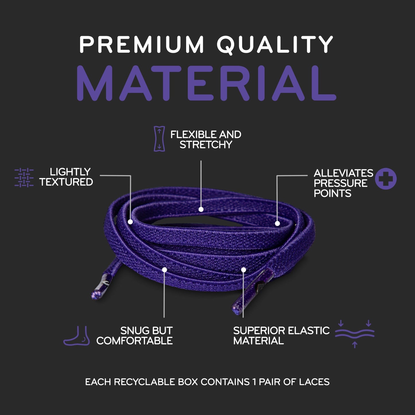 Purple Flat Elastic Stretch Shoe Laces