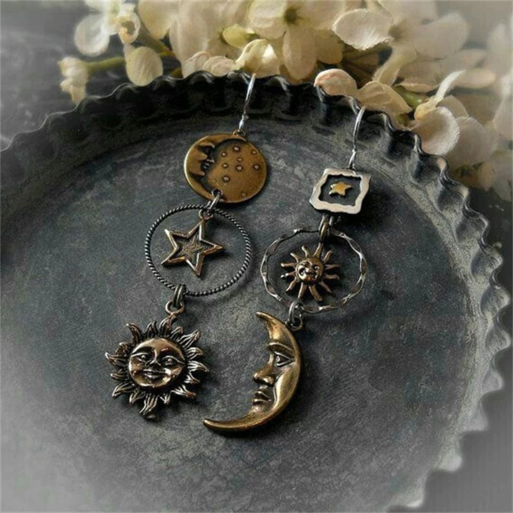 SUN AND MOON EARRINGS (PAIR) - Concordia Style Boutique