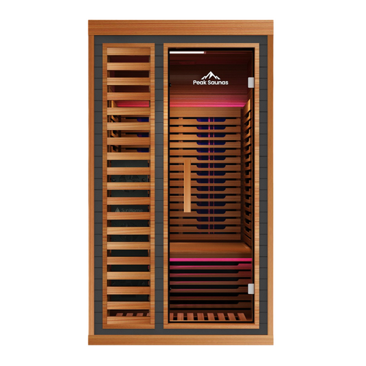 Peak Saunas Rainier 1-Person Full Spectrum Infrared Sauna with XL Medical-Grade Red Light Therapy & Smart WiFi App Control - Concordia Style Boutique