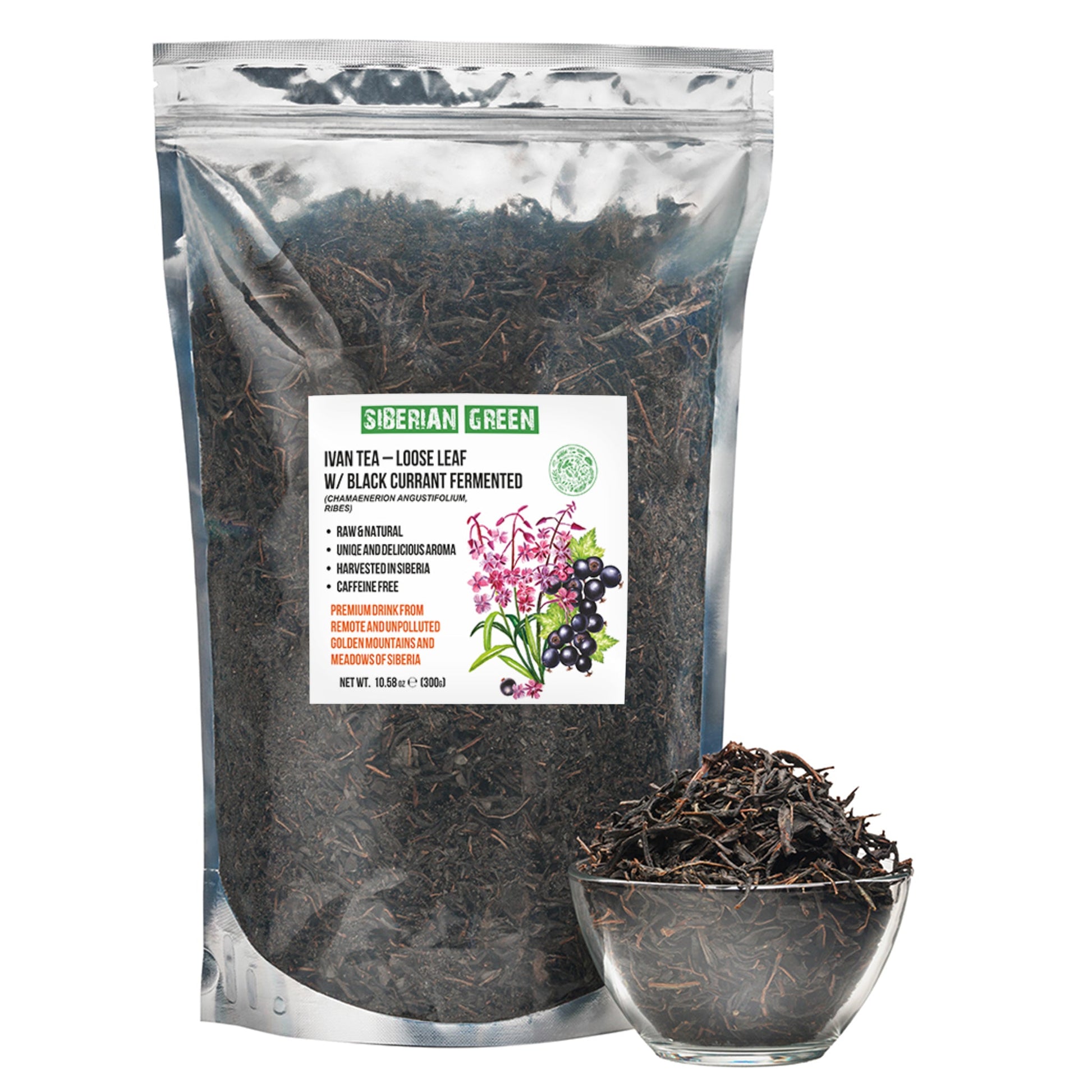 Siberian Green Fermented Ivan Tea with Black Currant Leaves – 300g - Concordia Style Boutique