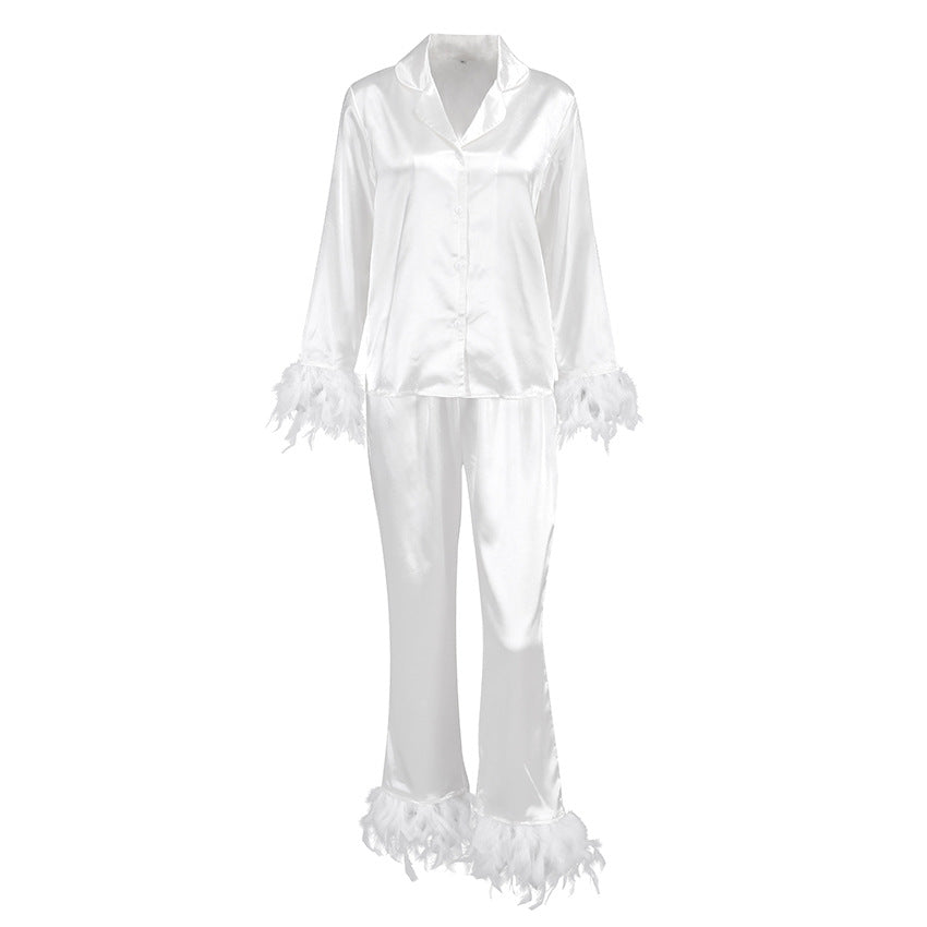 Heavenly Feathered Silk Pajamas in color options - Concordia Style Boutique