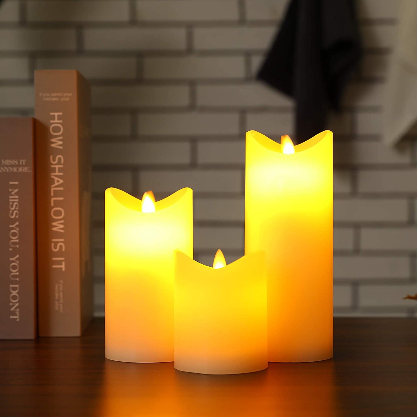 4/6/8 inch High Flickering Battery Candle（Set of 3）