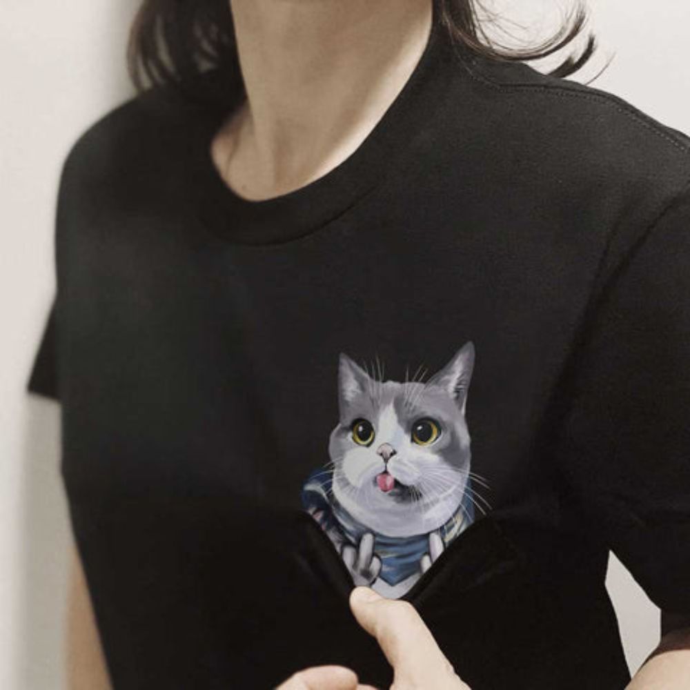 PLAYFUL CAT POCKET T-SHIRTS - Concordia Style Boutique