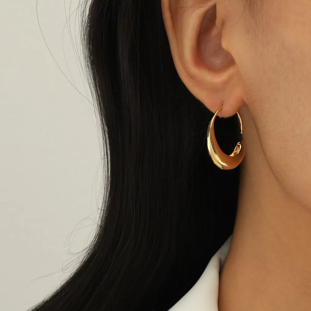 GOLD DROP HOOP EARRINGS (PAIR) - Concordia Style Boutique