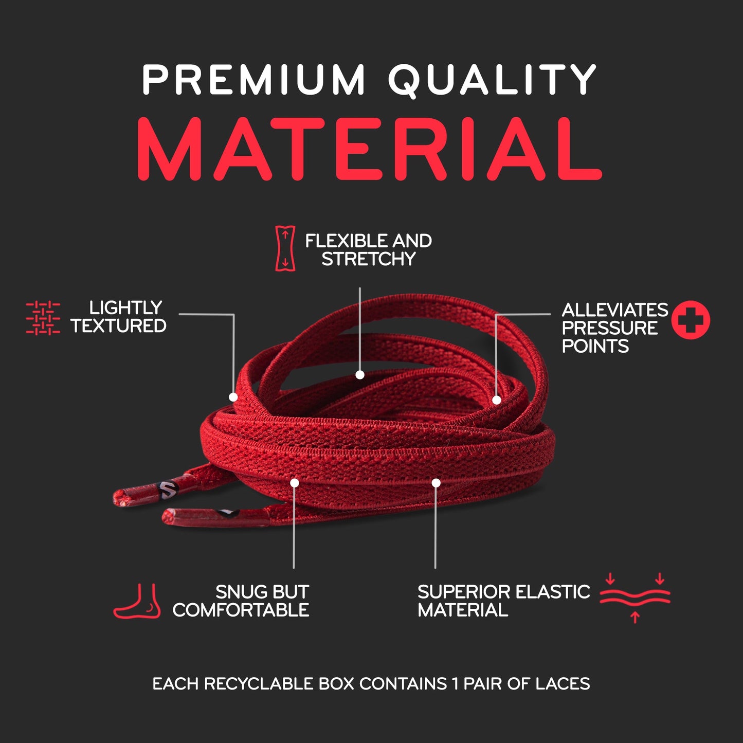 Red Flat Elastic Stretch Shoe Laces