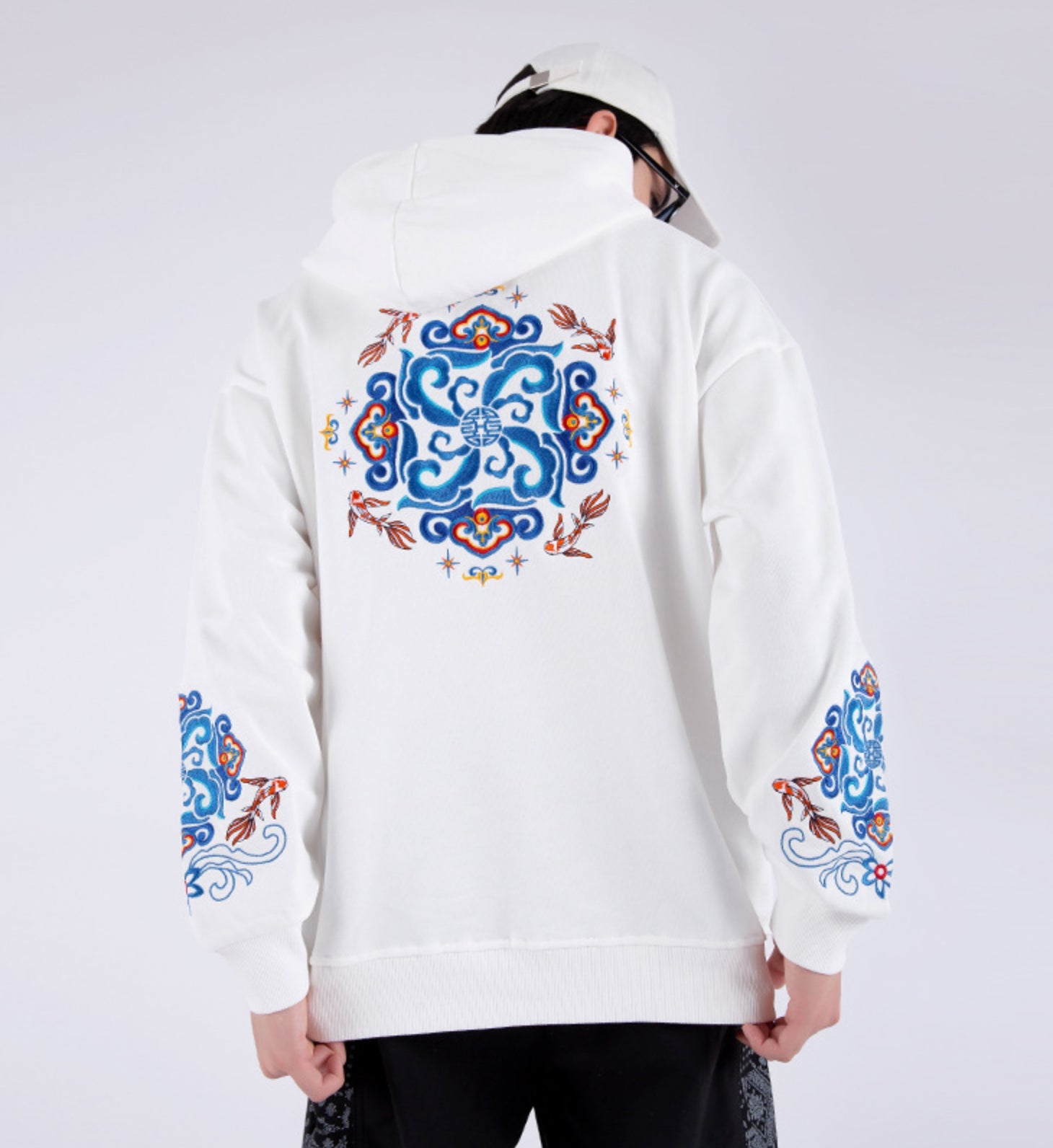 KH9201 Fish Art Embroidery Hoodie - Concordia Style Boutique